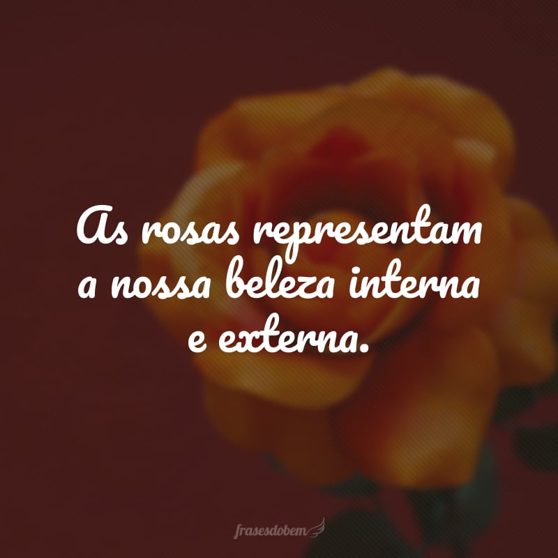 As rosas representam a nossa beleza interna e externa.