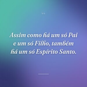 Assim como há um só Pai e um só Filho, também há um só Espírito Santo.