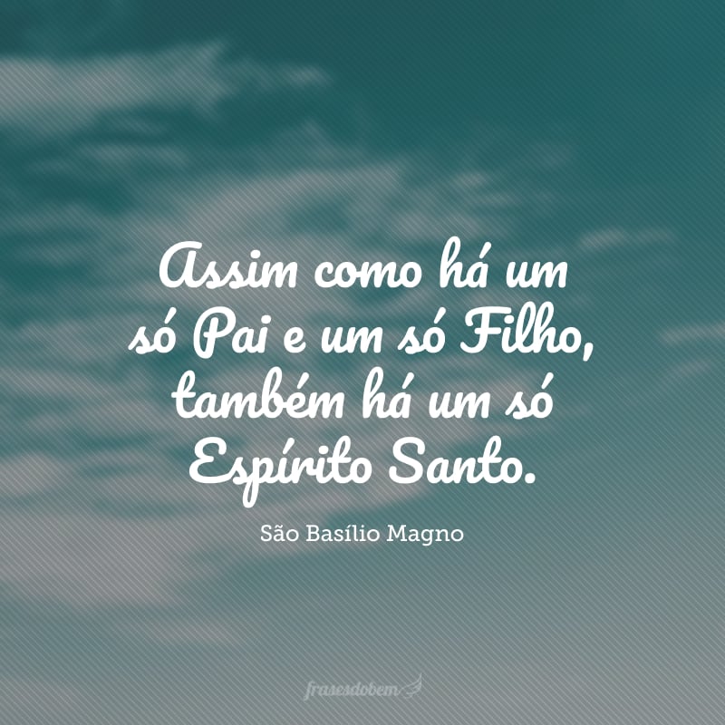 Assim como há um só Pai e um só Filho, também há um só Espírito Santo.