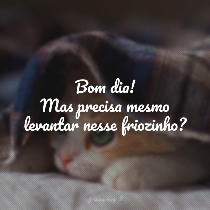 Bom dia! Mas precisa mesmo levantar nesse friozinho?