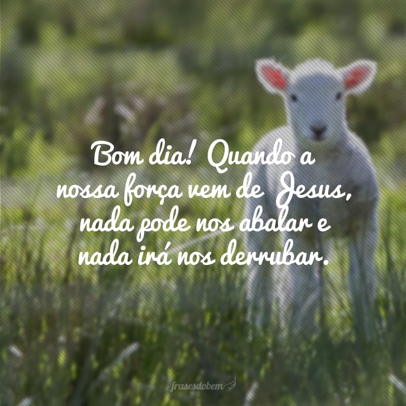 Bom dia! Quando a nossa força vem de Jesus, nada pode nos abalar e nada irá nos derrubar.