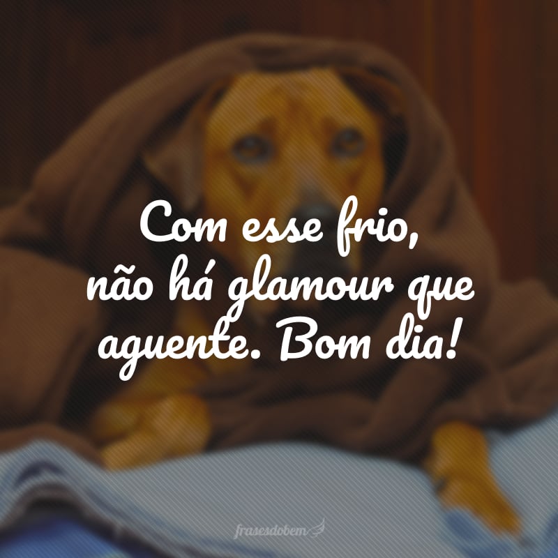 Com esse frio, não há glamour que aguente. Bom dia!