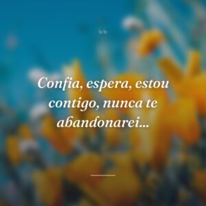 Confia, espera, estou contigo, nunca te abandonarei...