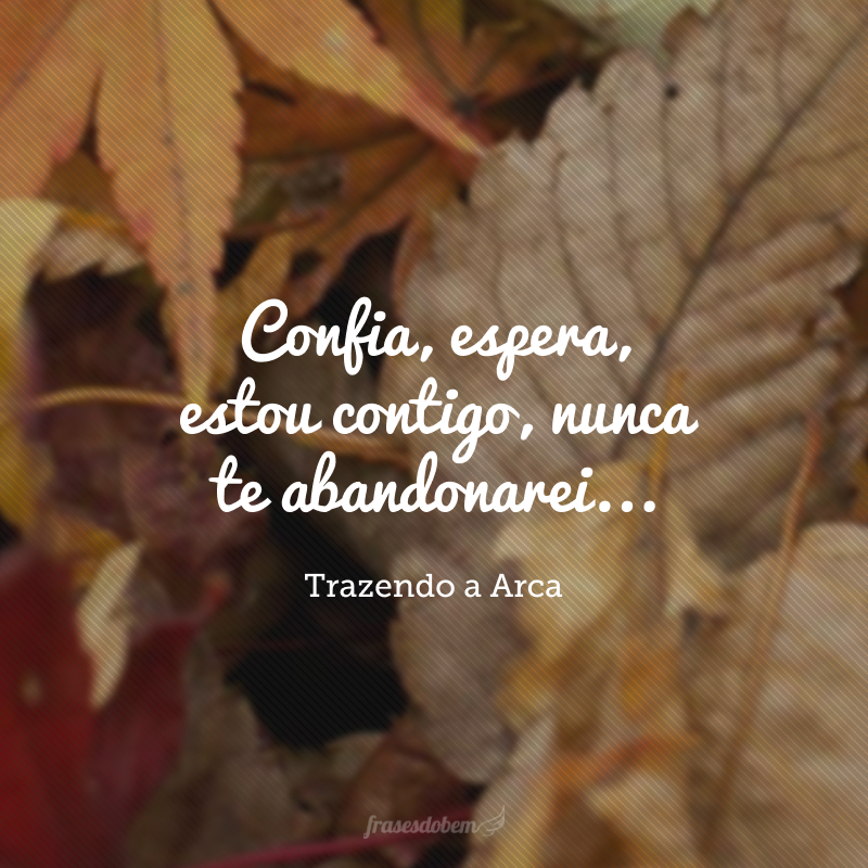 Confia, espera, estou contigo, nunca te abandonarei... 