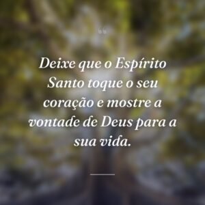Deixe que o Espírito Santo toque o seu coração e mostre a vontade de Deus para a sua vida.