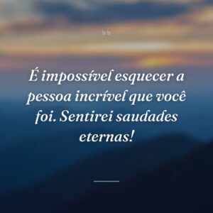 É impossível esquecer a pessoa incrível que você foi. Sentirei saudades eternas!
