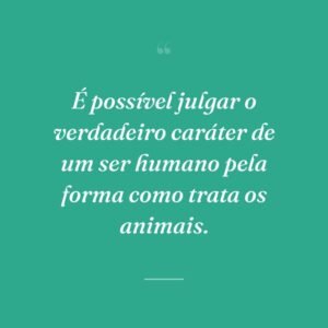 É possível julgar o verdadeiro caráter de um ser humano pela forma como trata os animais.
