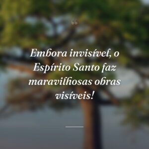 Embora invisível, o Espírito Santo faz maravilhosas obras visíveis!