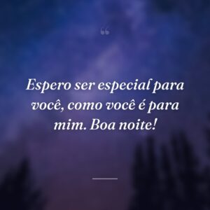Espero ser especial para você, como você é para mim. Boa noite!