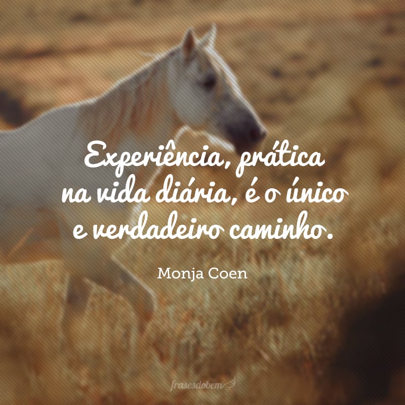 Experiência, prática na vida diária, é o único e verdadeiro caminho.