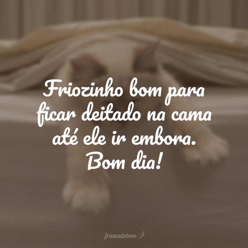 Friozinho bom para ficar deitado na cama até ele ir embora. Bom dia!