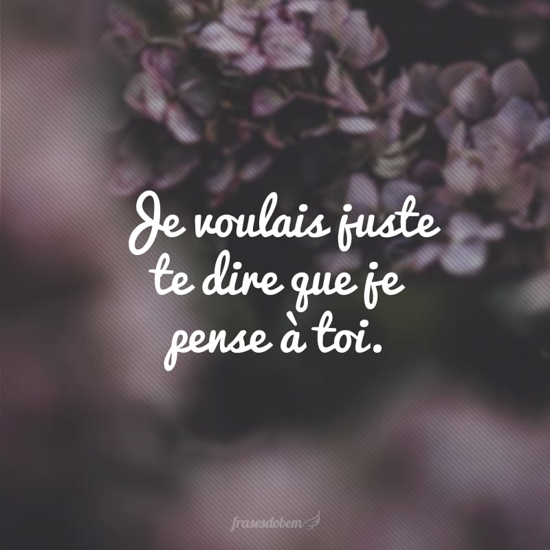 Je voulais juste te dire que je pense à toi. (Gostaria apenas de dizer que penso em você.)