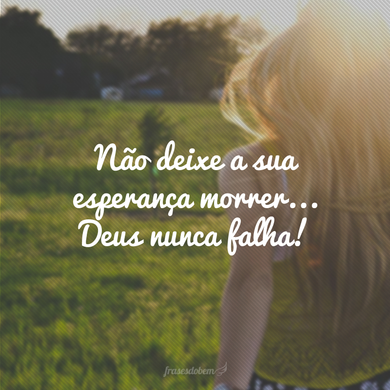 Não deixe a sua esperança morrer... Deus nunca falha! 