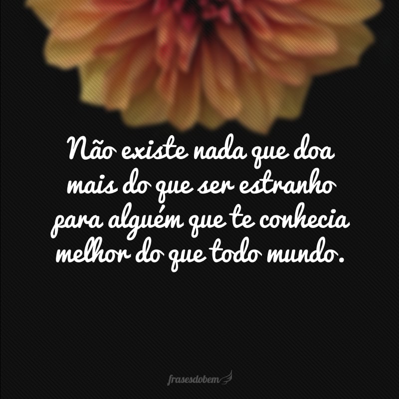 Não existe nada que doa mais do que ser estranho para alguém que te conhecia melhor do que todo mundo.