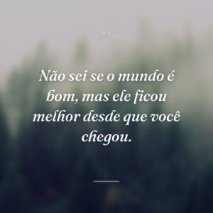 Não sei se o mundo é bom, mas ele ficou melhor desde que você chegou.