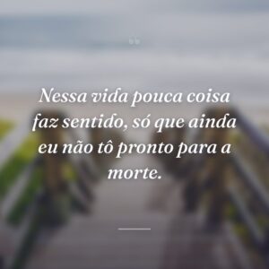 Nessa vida pouca coisa faz sentido, só que ainda eu não tô pronto para a morte.
