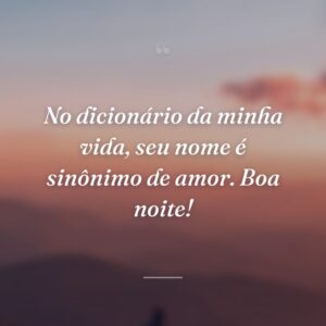 No dicionário da minha vida, seu nome é sinônimo de amor. Boa noite!