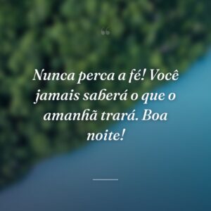 Nunca perca a fé! Você jamais saberá o que o amanhã trará. Boa noite!