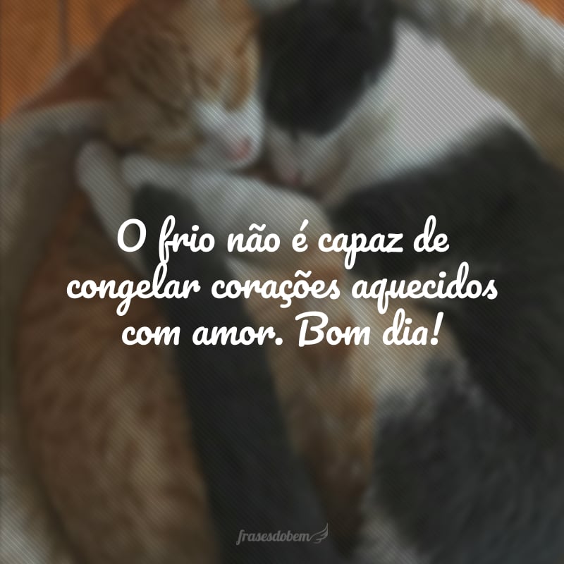 O frio não é capaz de congelar corações aquecidos com amor. Bom dia!