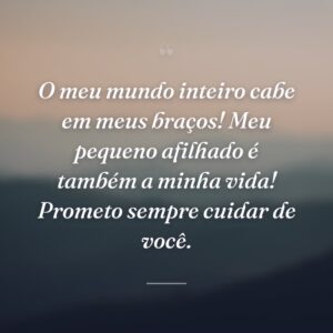 O meu mundo inteiro cabe em meus braços! Meu pequeno afilhado é também a minha vida! Prometo sempre cuidar de você.