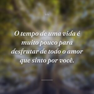 O tempo de uma vida é muito pouco para desfrutar de todo o amor que sinto por você.