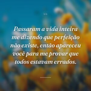 Passaram a vida inteira me dizendo que perfeição não existe, então apareceu você para me provar que todos estavam errados.