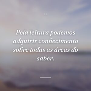 Pela leitura podemos adquirir conhecimento sobre todas as áreas do saber.