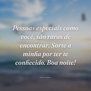 Pessoas especiais como você, são raras de encontrar. Sorte a minha por ter te conhecido. Boa noite!