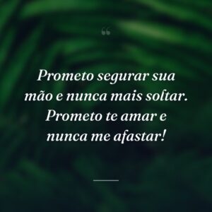 Prometo segurar sua mão e nunca mais soltar. Prometo te amar e nunca me afastar!