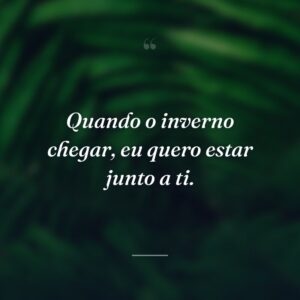 Quando o inverno chegar, eu quero estar junto a ti.