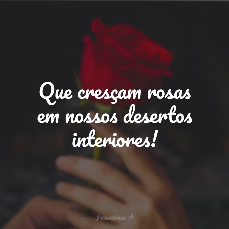 Que cresçam rosas em nossos desertos interiores!