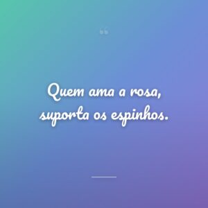 Quem ama a rosa, suporta os espinhos.