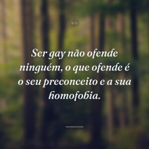 Ser gay não ofende ninguém, o que ofende é o seu preconceito e a sua homofobia.