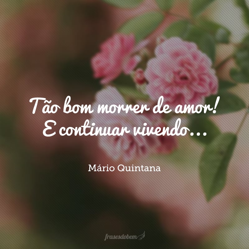 Tão bom morrer de amor! E continuar vivendo... 