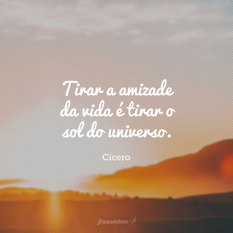 Tirar a amizade da vida é tirar o sol do universo.