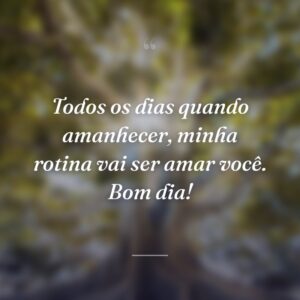 Todos os dias quando amanhecer, minha rotina vai ser amar você. Bom dia!