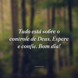 Tudo está sobre o controle de Deus. Espere e confie. Bom dia!