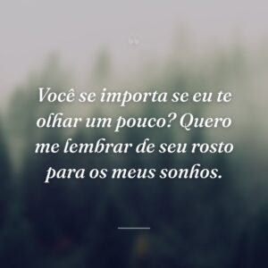 Você se importa se eu te olhar um pouco? Quero me lembrar de seu rosto para os meus sonhos.
