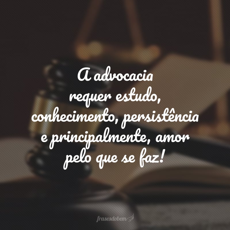 A advocacia requer estudo, conhecimento, persistência e principalmente, amor pelo que se faz!