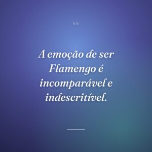 A emoção de ser Flamengo é incomparável e indescritível.