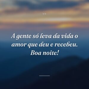 A gente só leva da vida o amor que deu e recebeu. Boa noite!
