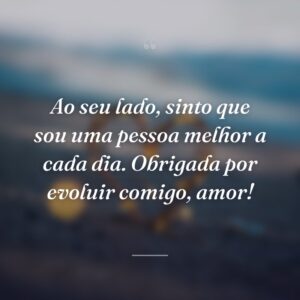 Ao seu lado, sinto que sou uma pessoa melhor a cada dia. Obrigada por evoluir comigo, amor!