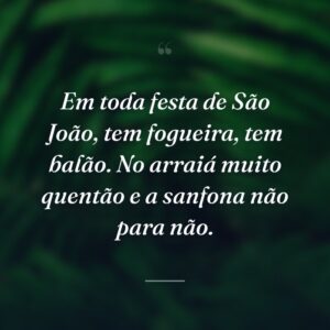 Em toda festa de São João, tem fogueira, tem balão. No arraiá muito quentão e a sanfona não para não.