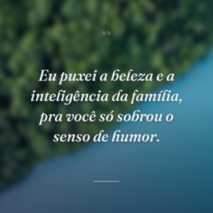 Eu puxei a beleza e a inteligência da família, pra você só sobrou o senso de humor.