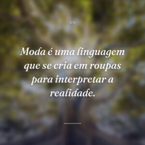 Moda é uma linguagem que se cria em roupas para interpretar a realidade.