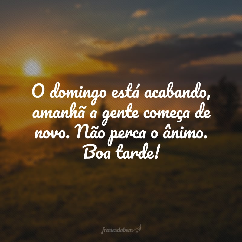 O domingo está acabando, amanhã a gente começa de novo. Não perca o ânimo. Boa tarde!