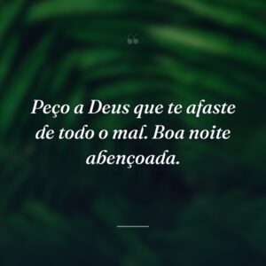 Peço a Deus que te afaste de todo o mal. Boa noite abençoada.