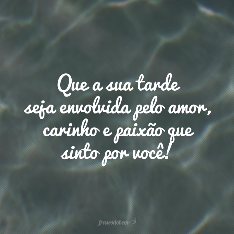 Que a sua tarde seja envolvida pelo amor, carinho e paixão que sinto por você!