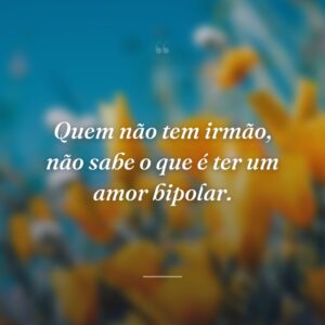 Quem não tem irmão, não sabe o que é ter um amor bipolar.