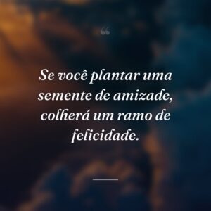Se você plantar uma semente de amizade, colherá um ramo de felicidade.